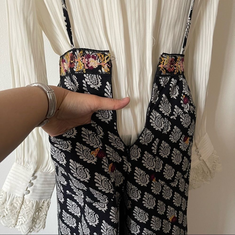 Anthropologie Paisley Print Black Apron Jumpsuit Size 2 NWOT - Picture 6 of 11